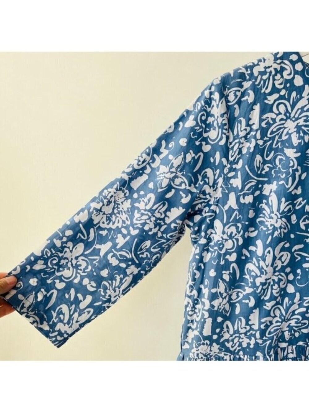 MLM The label relaxed tiered mini dress, blue floral cotton, Size M - Picture 5 of 8